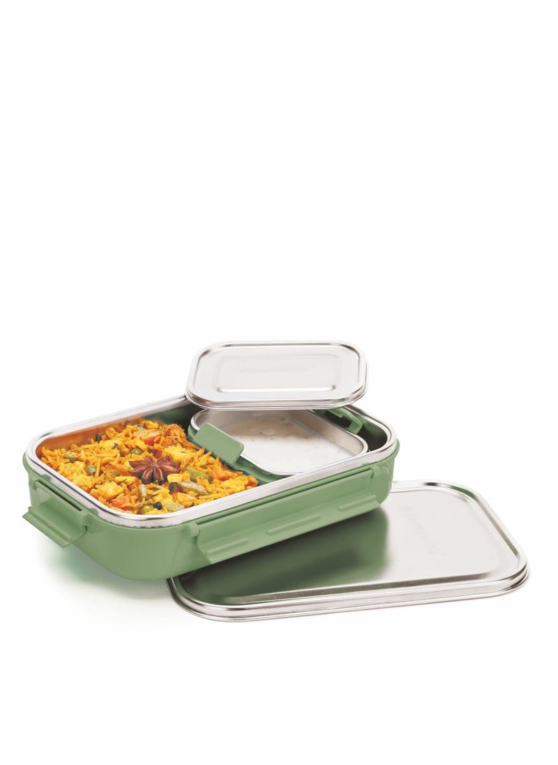 Signoraware all steel big stainless steel lunch box with steel lid
