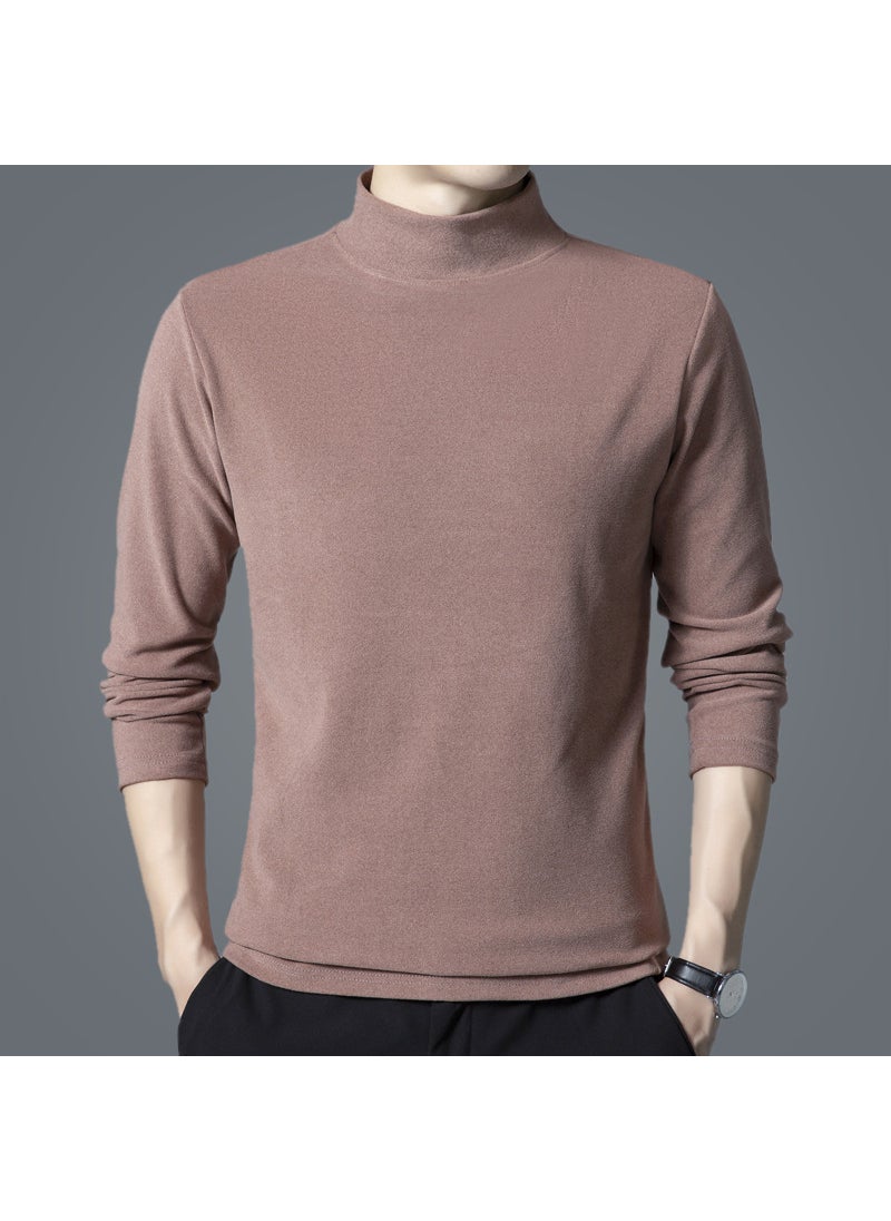 New Velvet Long Sleeve Mens Double-Sided T-Shirt Autumn Khaki