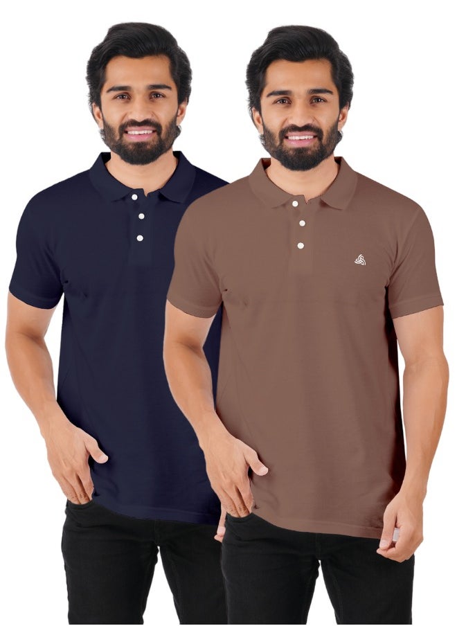 Brando Men's Cotton Polo T-Shirt - Half Sleeves, Slim Fit, Breathable & Moisture-Wicking, Casual, Formal & Sports Wear - GermanPeter