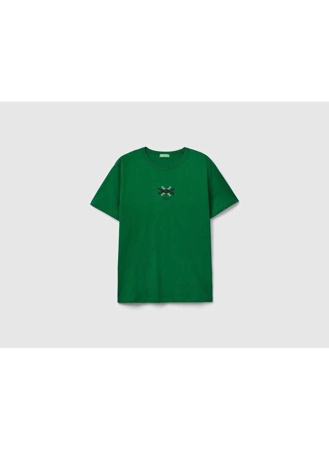 T-Shirt In Organic Cotton With Logo Print