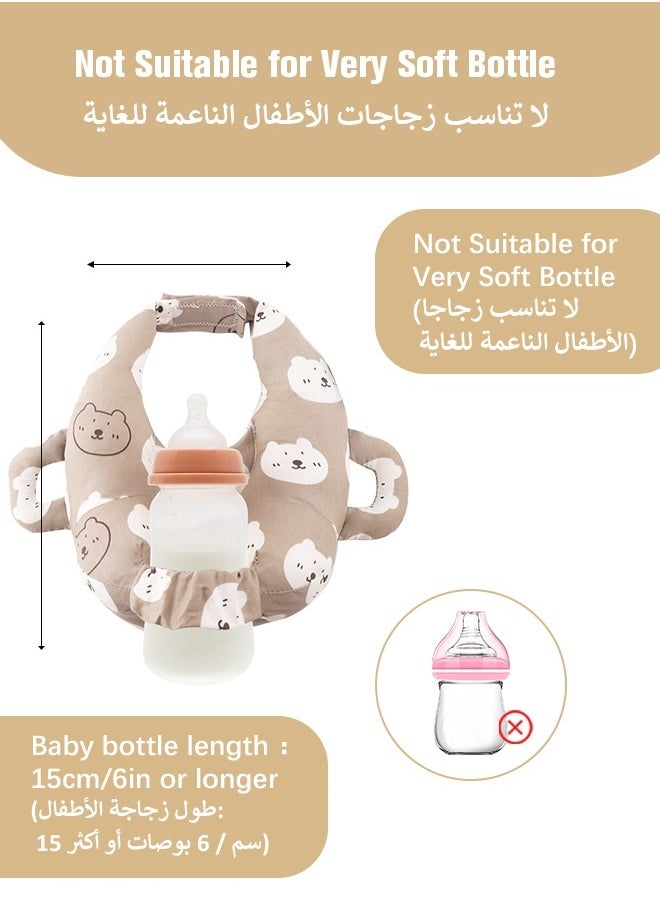 Baby Bottle Holder Hands Free, Adjustable Nursing Pillow Support, Baby Nursing Pillow, Self-Feeding Bottle Holder for Newborn, Newborn Essentials,Breast Feeding Pillow with Adjustable Waist Strap and Machine Washable, Brown Bear