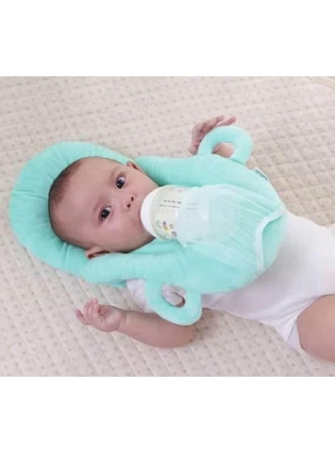 Comfortable Nursing Baby Pillow with Detachable Support and Convenient Bottle Pocket (Green)