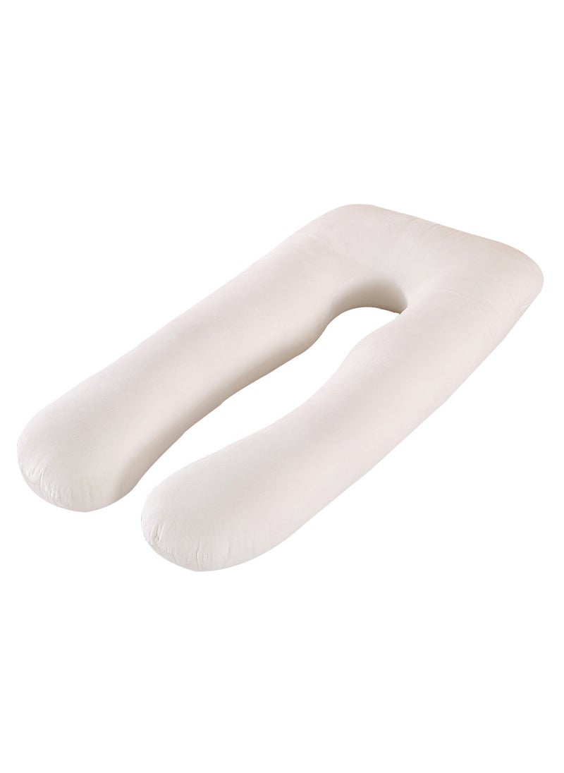 Cotton Multi-Functional U-Shaped Pregnancy Pillow White-Crystal Velvet