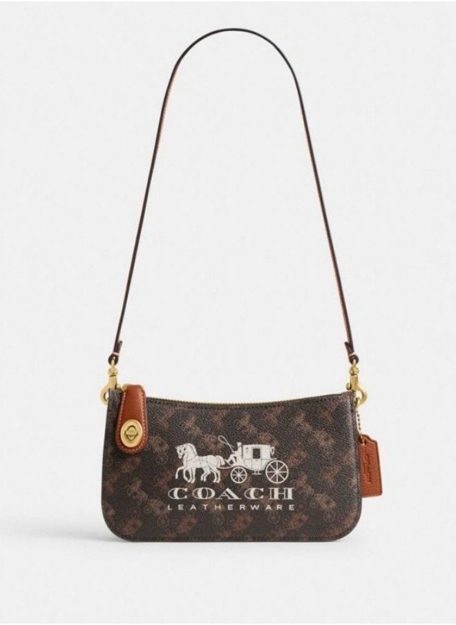 COACH carriage pattern printed PENN shoulder bag, women's diagonal hanging bag