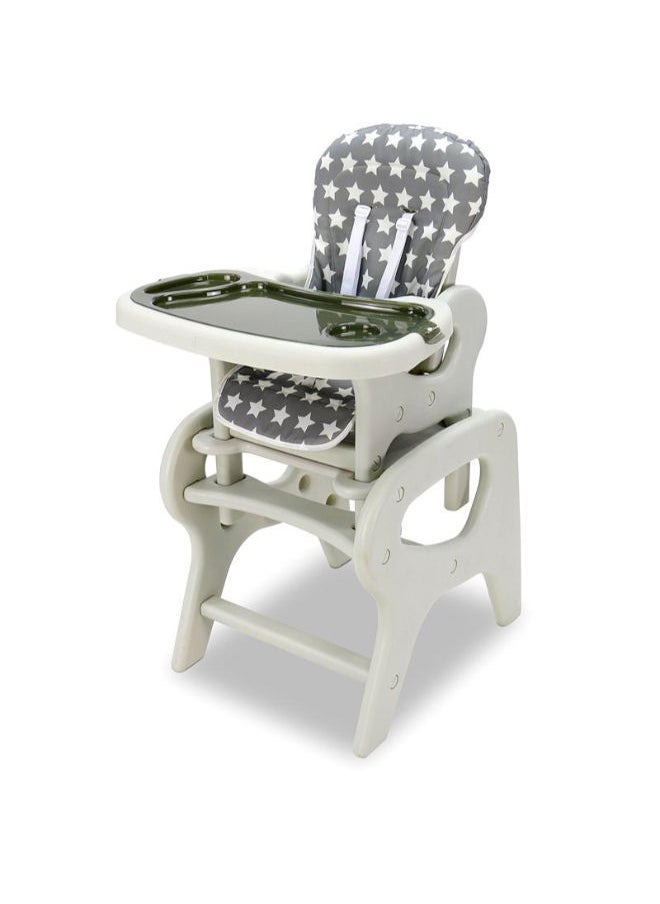 2 In 1 Baby Convertible High Chair - Stars Grey