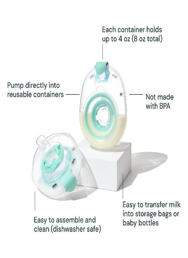 Willow 360 Reusable Breast Milk Containers 2-Count - 27mm Flange - Holds 4 oz. Per Container - Breastfeeding Essential for The Willow 360 or 3.0 Wearable Breast Pump Hands-Free Pumping