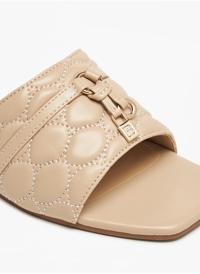 Textured Slip-On Sandals with Metal Accent