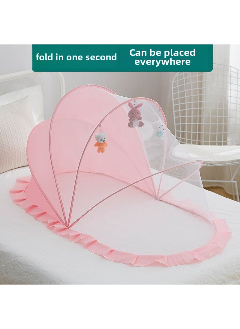 Foldable Baby Mosquito Net Canopy Upgraded Sade Pink