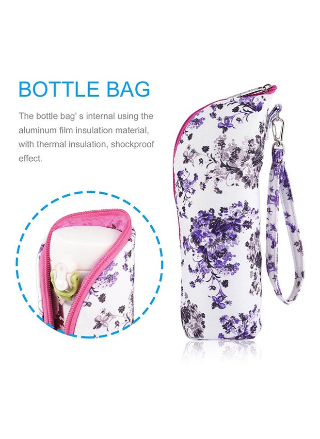 Multifunctional Floral Print Travel Nappy Bag Simple Shape With Bottle Bag And Shoulder Strap