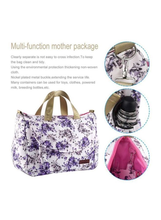 Multifunctional Floral Print Travel Nappy Bag Simple Shape With Bottle Bag And Shoulder Strap