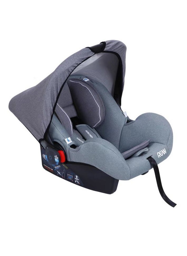 Infant carrier-style child safety seat for cars, newborn baby sleeping basket, portable car cradle, meeting ECE R44 standards.