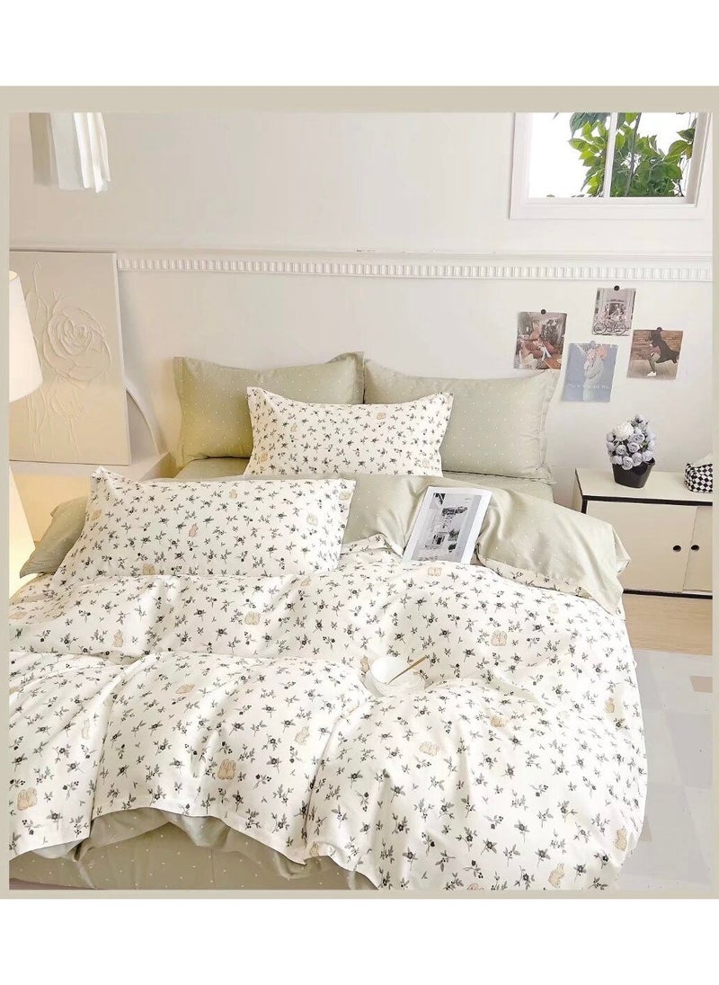 6-Piece King Size Cotton Bedding Set - Includes Duvet Cover 220x240 cm, Fitted Sheet 200x200+25 cm, 4 Pillowcases 50x75 cm - Soft, Durable, Elegant Design, Perfect King Size Bed Set