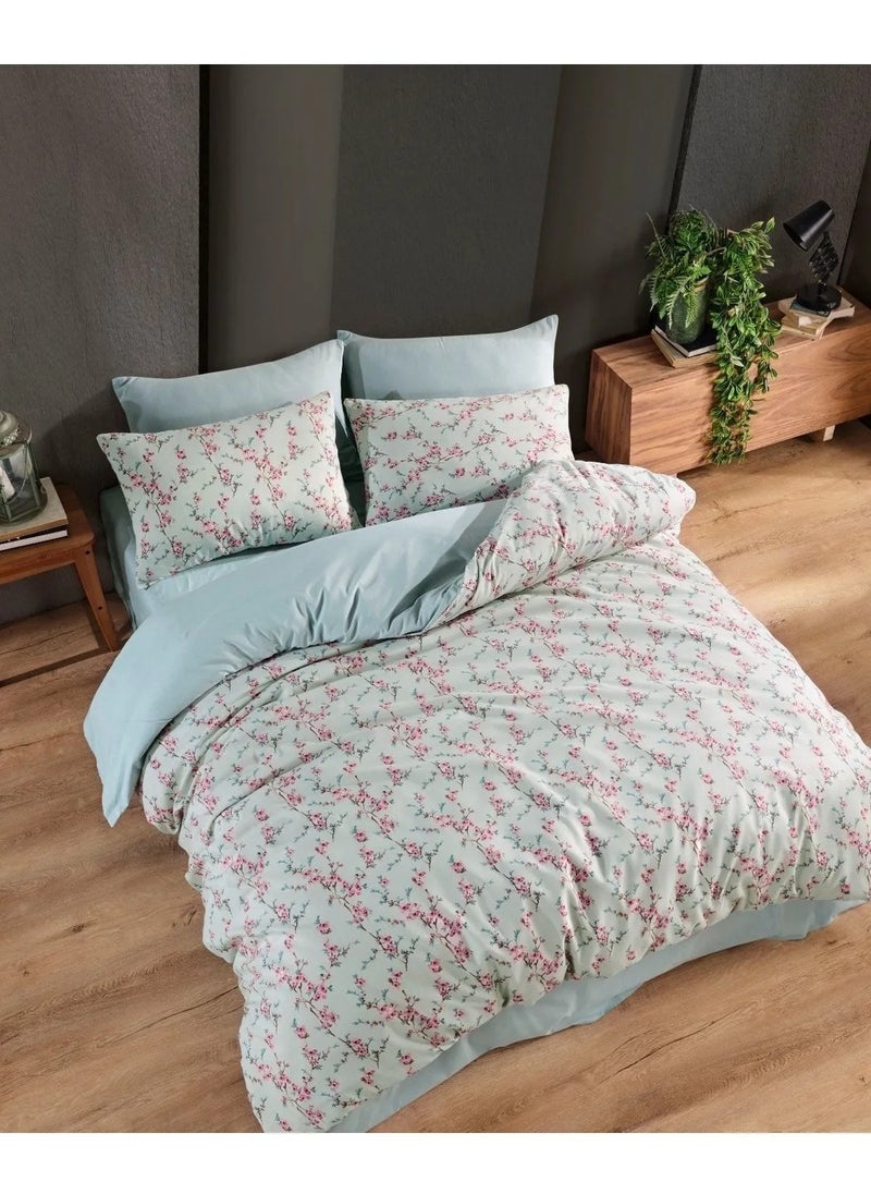 Vintage Double-Sided Blue Lilac Single Bed Linen Duvet Cover Set (160x220 cm)