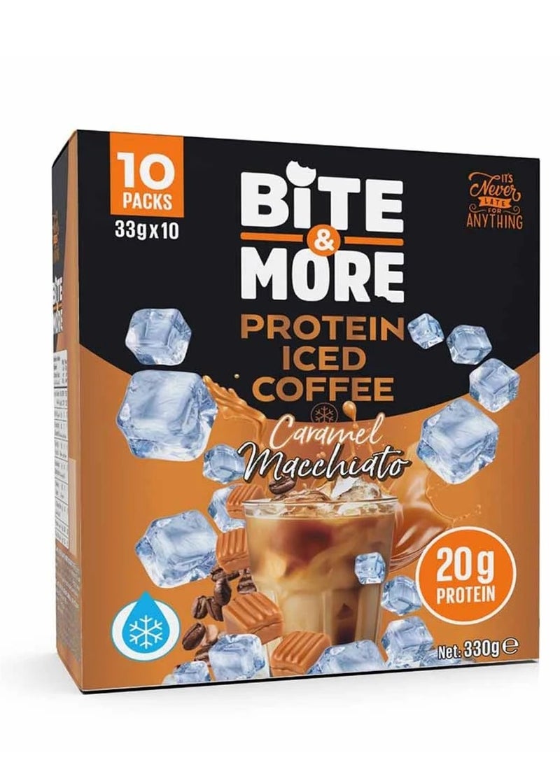 BITE & MORE PROTEIN ICED COFFEE,CARAMEL MACCHIATO FLAVOUR 33G*10