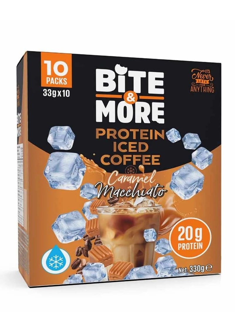 BITE & MORE PROTEIN ICED COFFEE,CARAMEL MACCHIATO FLAVOUR 33G*10