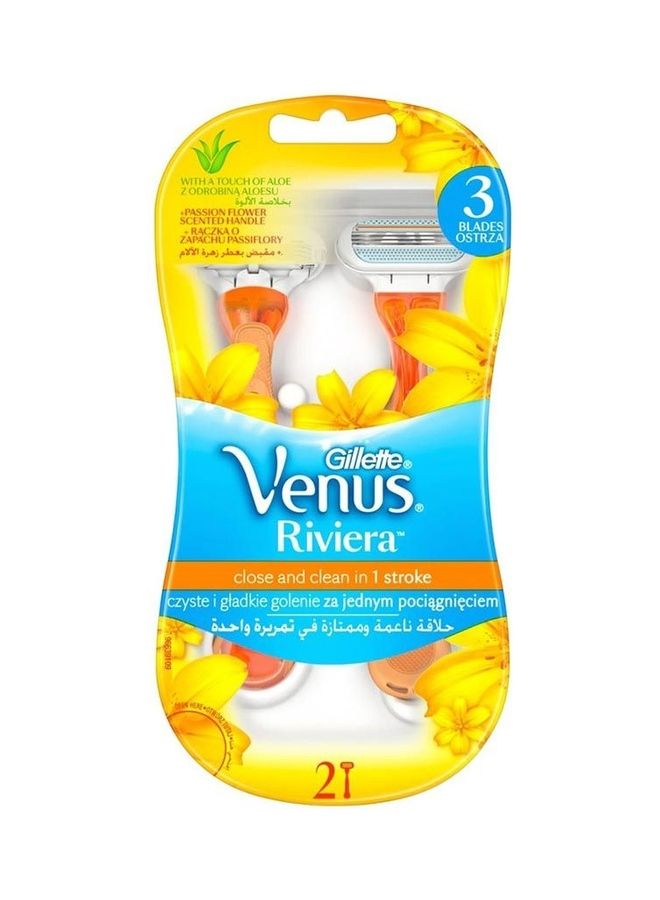 2-Piece Venus Riviera Disposable Razors Orange 15grams