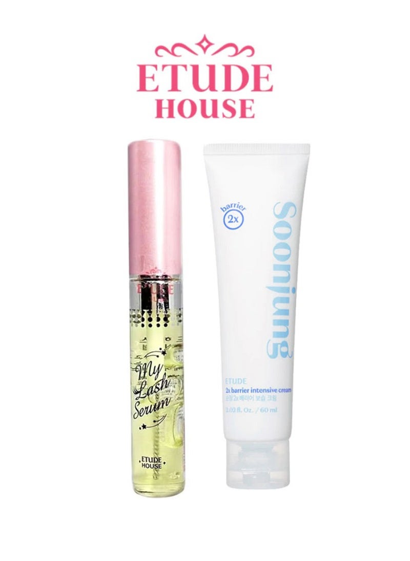 Complete Skincare & Lash Care: ETUDE HOUSE My Lash Serum Clear 9g & Soon Jung 2x Barrier Intensive Cream 60ml