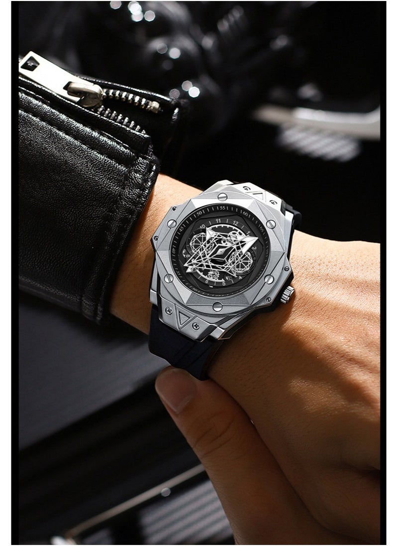 Men's Skeleton Three-dimensional Luminous Waterproof Quartz Watch