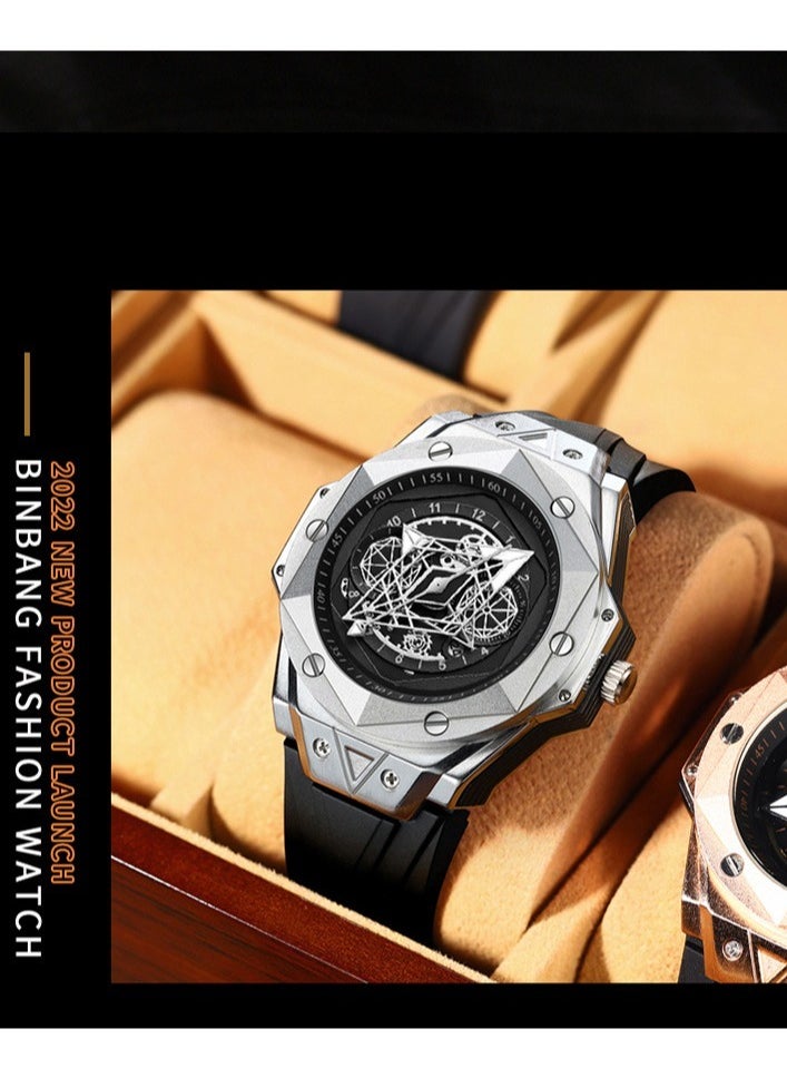 Men's Skeleton Three-dimensional Luminous Waterproof Quartz Watch