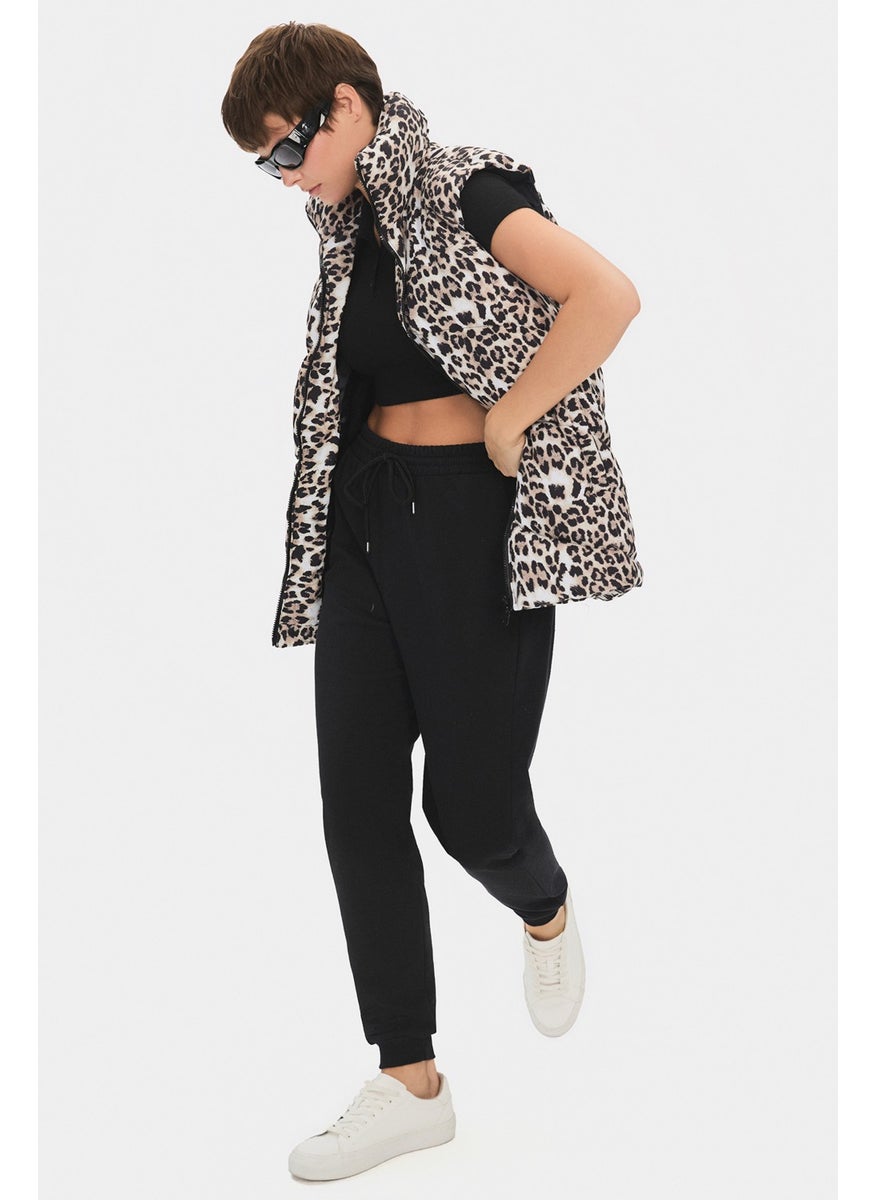 Women's Leopard Pattern Puffer Vest