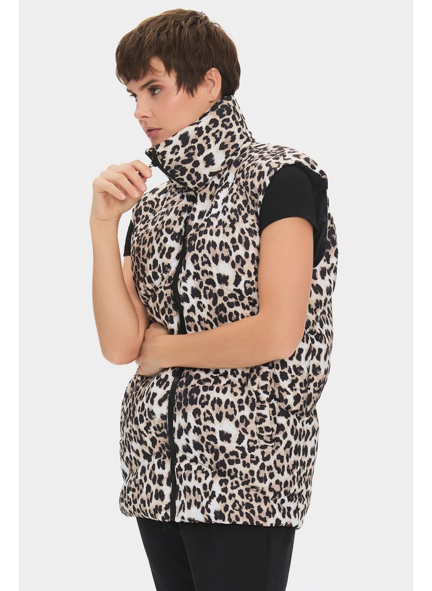 Women's Leopard Pattern Puffer Vest