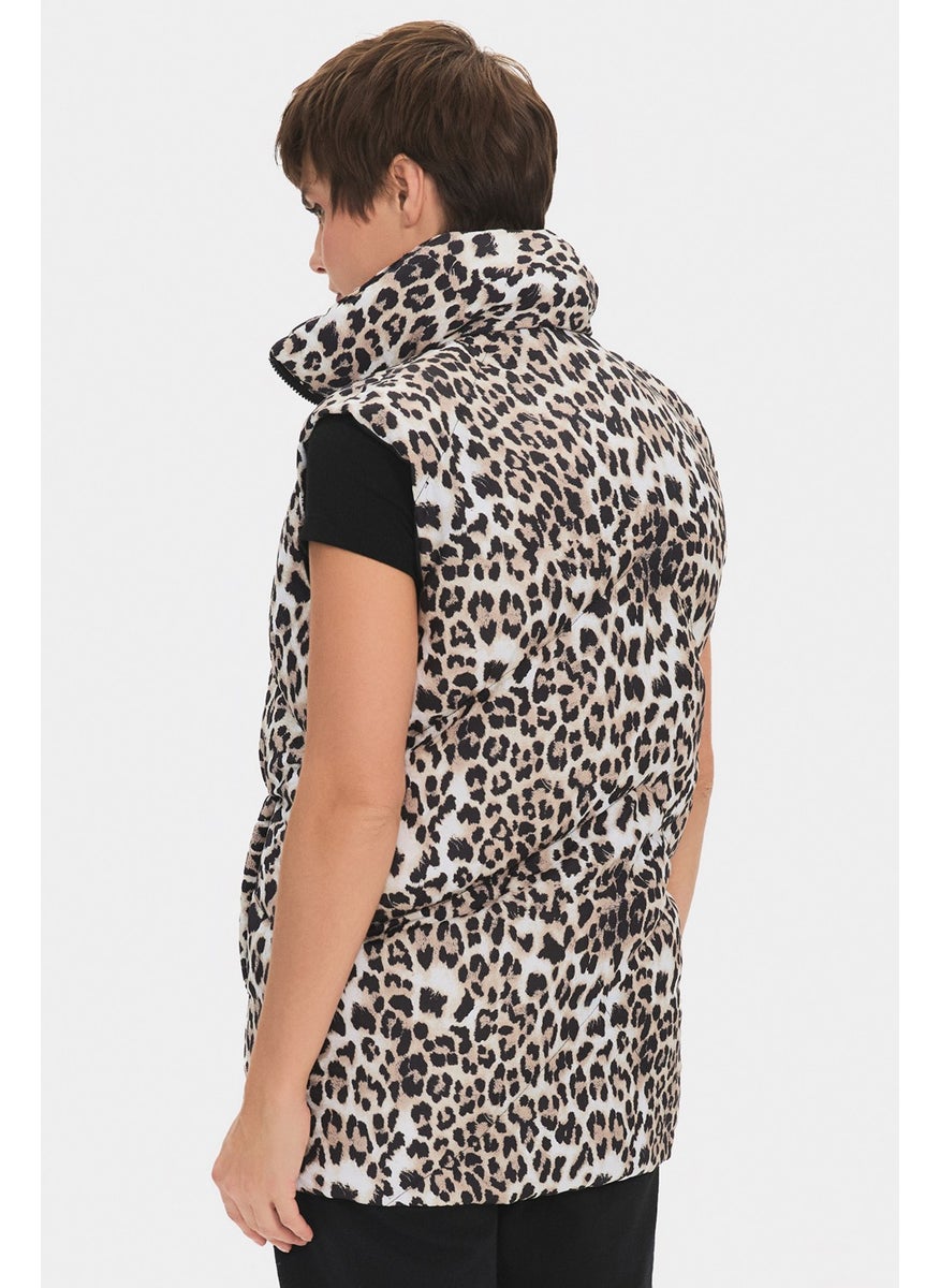 Women's Leopard Pattern Puffer Vest