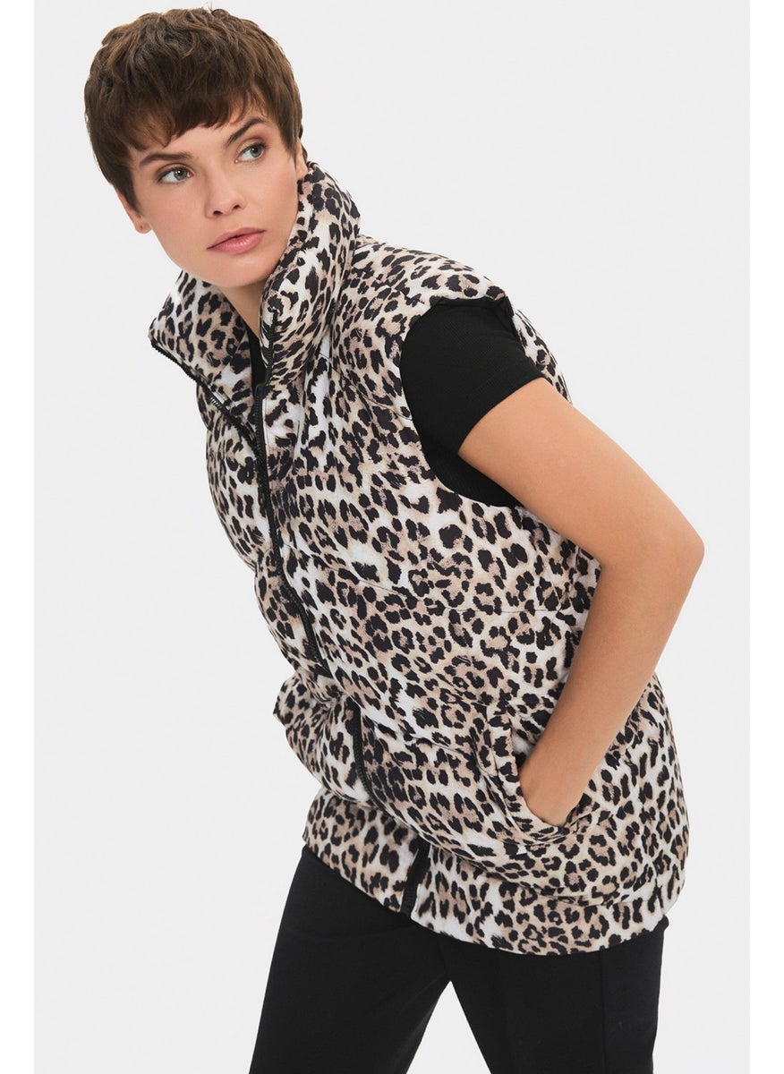 Women's Leopard Pattern Puffer Vest