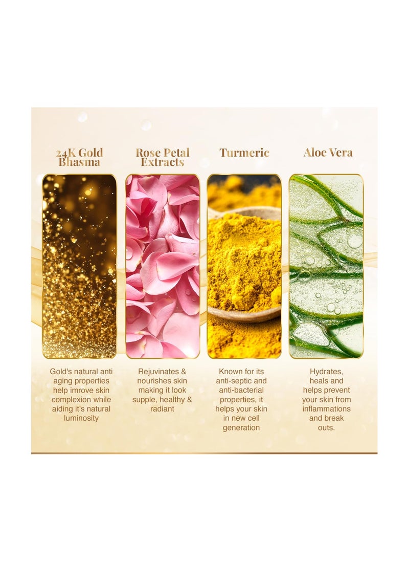 VLCC Gold Facial Kit, Bright & Glowing Skin - 60g and VLCC Insta Glow Gold Bleach - 30g | For Instant Fairness & Glowing Skin with Gold, and Turmeric