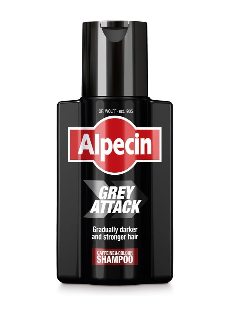 Alpecin Grey Attack Caffeine & Colour Shampoo for Men 200ml | Gradually Darker and Stronger Hair | Controlled & Natural Looking Colour Effect for Less Greys | Against Thinning Hair