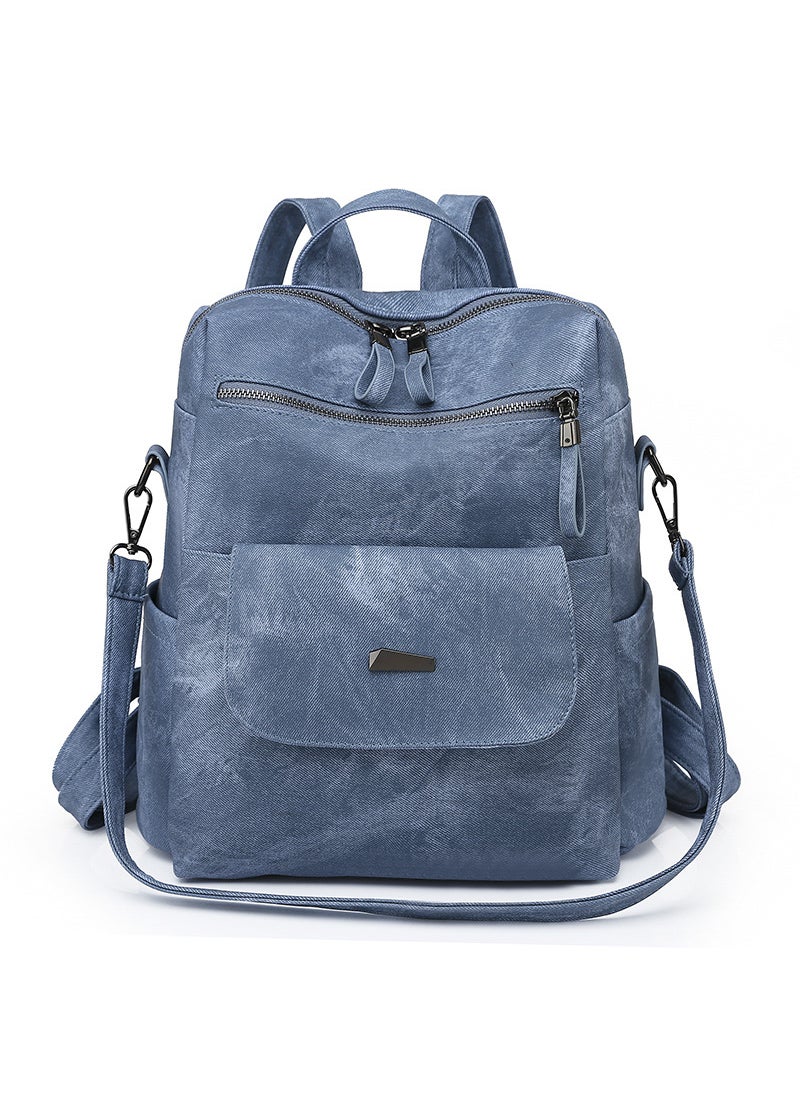 Korean Style Large Capacity Womens Backpack Blue