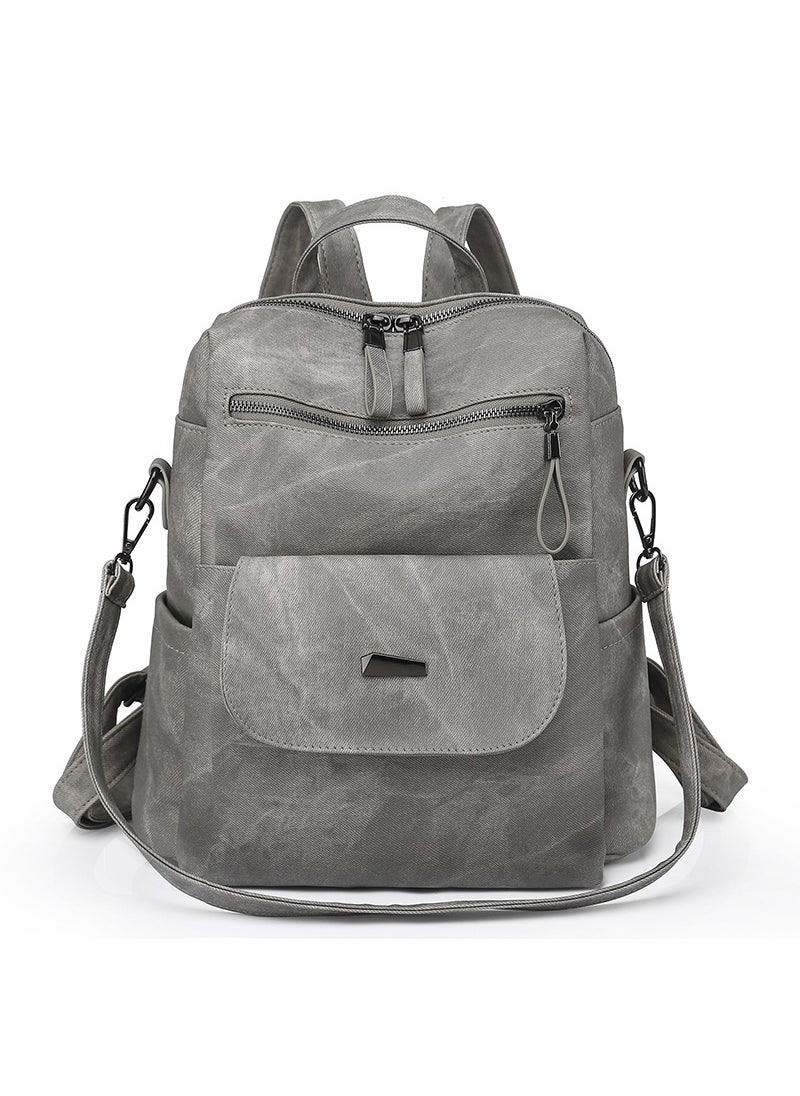 Korean Style Large Capacity Womens Backpack Grey