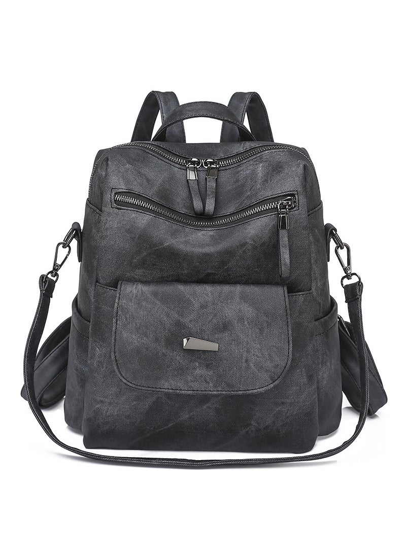 Korean Style Large Capacity Womens Backpack Black