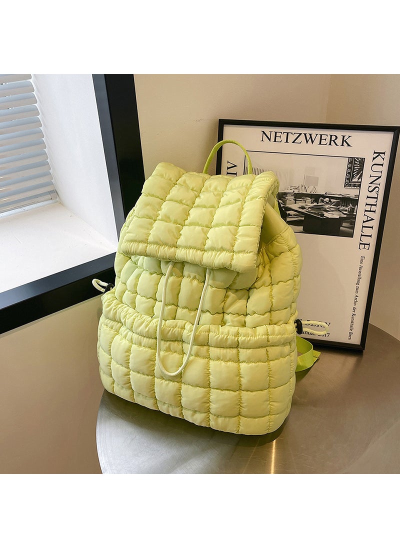 Nylon Puffer Backpack with Cloud Design, Korean Fashion, Large Capacity Light green