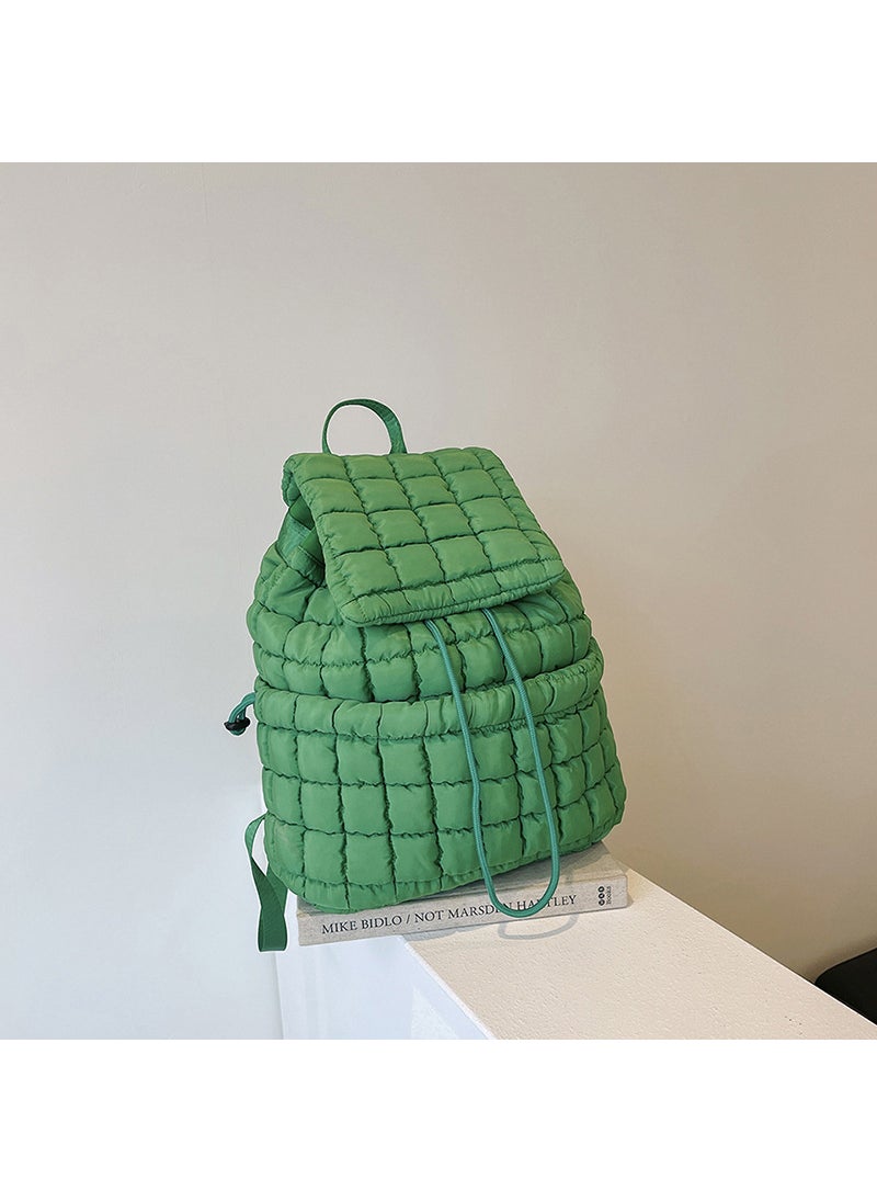 Nylon Puffer Backpack with Cloud Design, Korean Fashion, Large Capacity Dark green