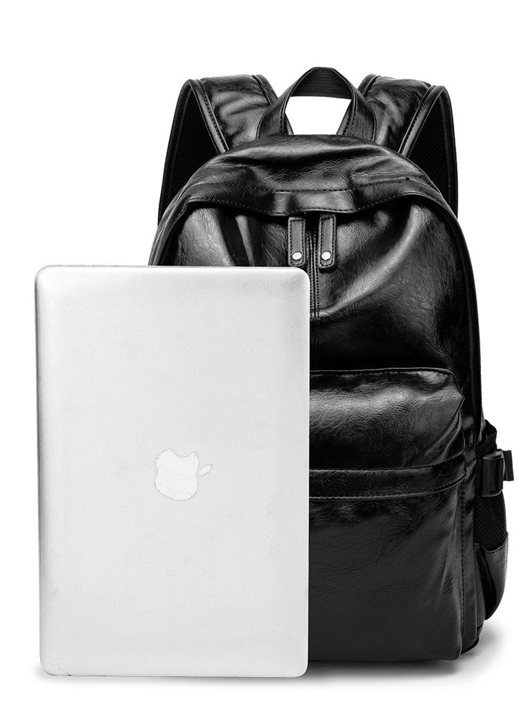 15.5-inch Leather Laptop Backpack for Men Women, School College Bookbag Casual Travel Daypack 44x32x15cm