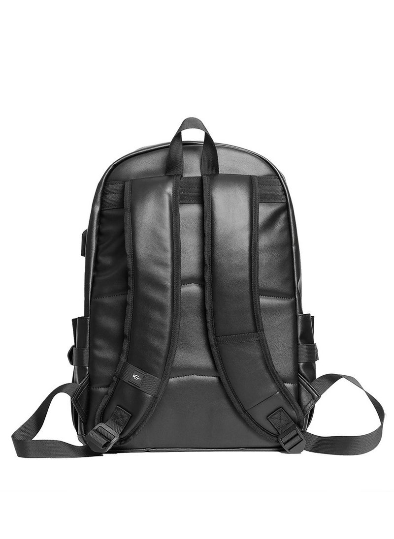 15.5-inch Leather Laptop Backpack for Men Women, School College Bookbag Casual Travel Daypack 44x32x15cm