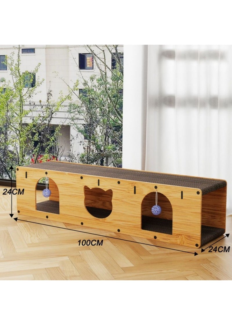 Cat Scratching Board Cat Nest All-in-One Cat Tunnel Corrugated Cardboard Wear-Resistant Does Not Fall off the Chip Vertical Double Layer Cat House Claw Grinding Cat Toys