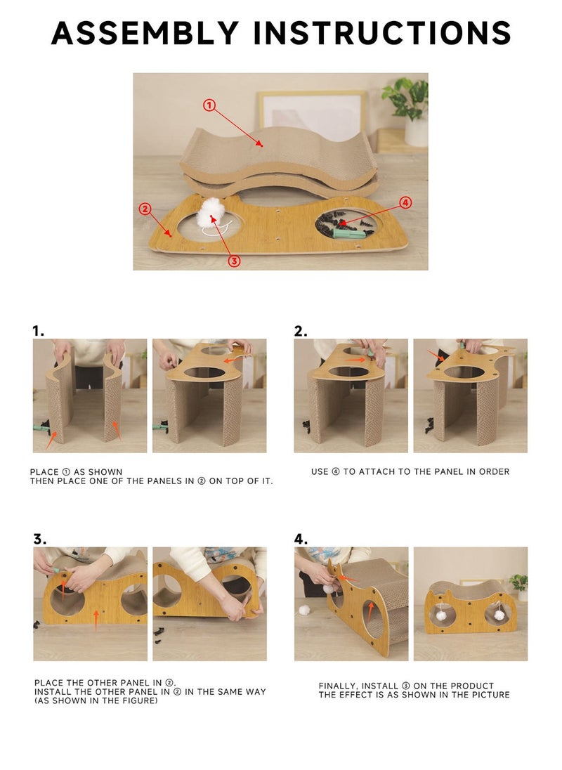 Creative Cat Scratching Board Cat Toys Tunnel Cat Scratching Board Pet Supplies 55*29*25cm