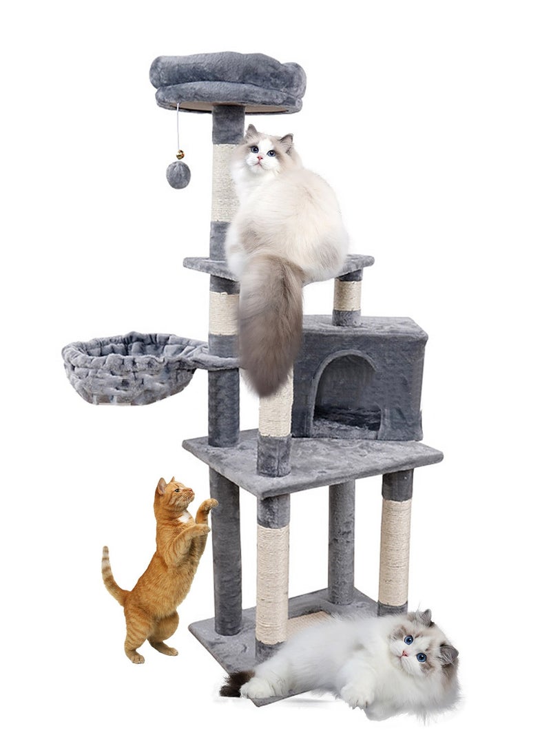 Tree Cat Climbing Frame With Cat Bed Hammock Toy Hanging Ball Cat Villa Sisal Cat Toys 37*47*133cm