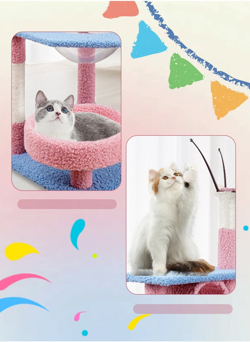 Tree-Shaped Pet Cat Climbing Frame With Cat Bed Hammock Cat Scratching Post Cat Hanging Ball Toy 50*50*137CM