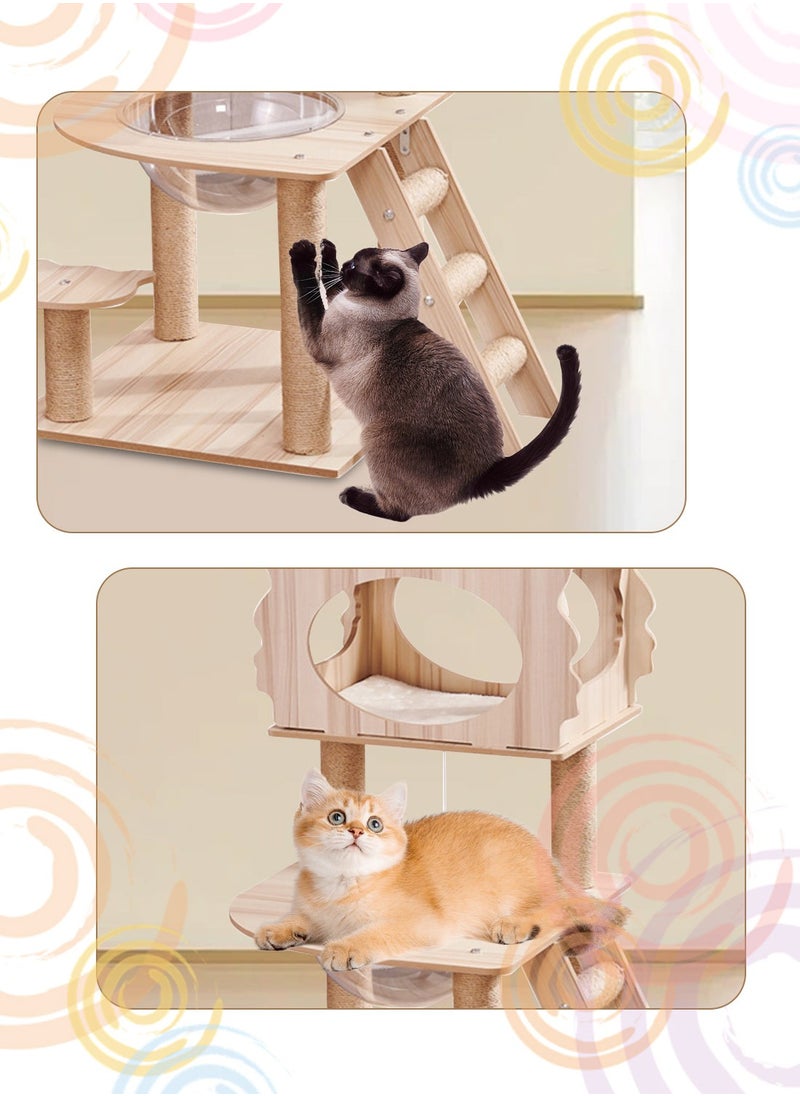 Creative Cat Climbing Frame With Cat Bed Hammock Cat Scratching Post Cat Toys Pet Supplies 50*50*102cm