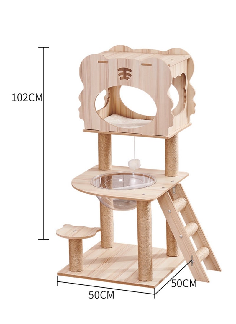 Creative Cat Climbing Frame With Cat Bed Hammock Cat Scratching Post Cat Toys Pet Supplies 50*50*102cm