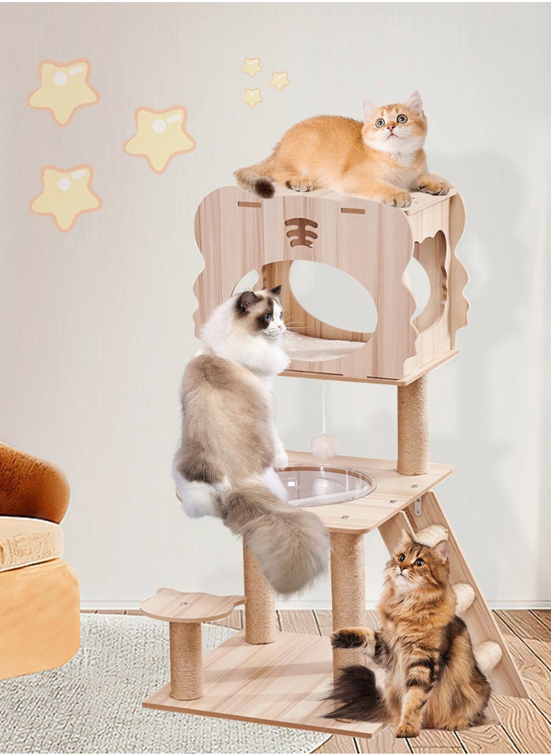 Creative Cat Climbing Frame With Cat Bed Hammock Cat Scratching Post Cat Toys Pet Supplies 50*50*102cm