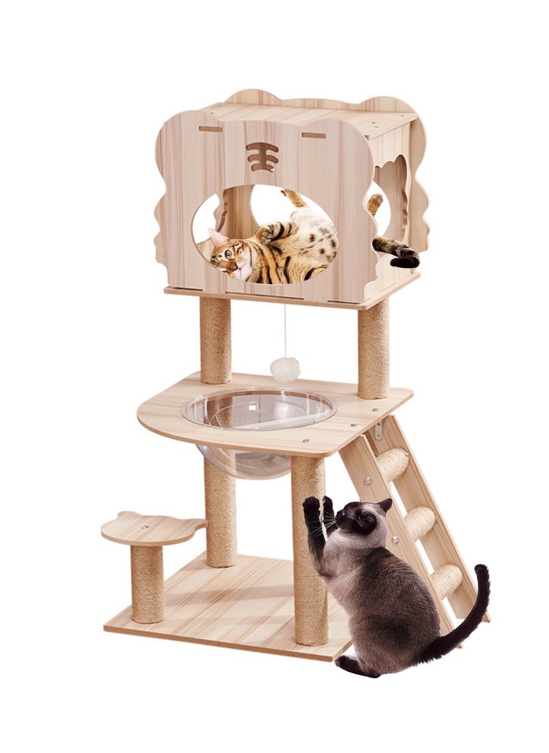 Creative Cat Climbing Frame With Cat Bed Hammock Cat Scratching Post Cat Toys Pet Supplies 50*50*102cm