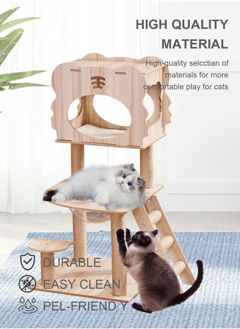 Creative Cat Climbing Frame With Cat Bed Hammock Cat Scratching Post Cat Toys Pet Supplies 50*50*102cm