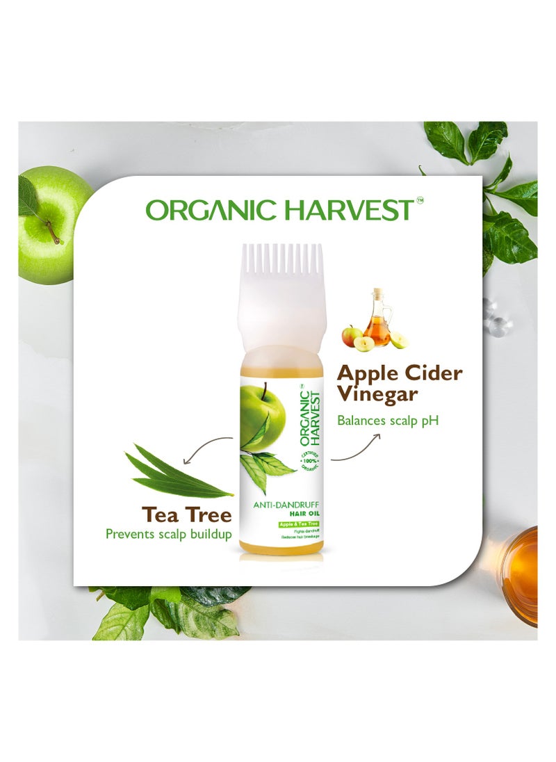 Organic Harvest Anti Dandruff Hair Oil with Tea Tree and Apple, For Women & Men | For All Hair Types | Free from Chemicals, Mineral Oils, Alcohol – 150ml