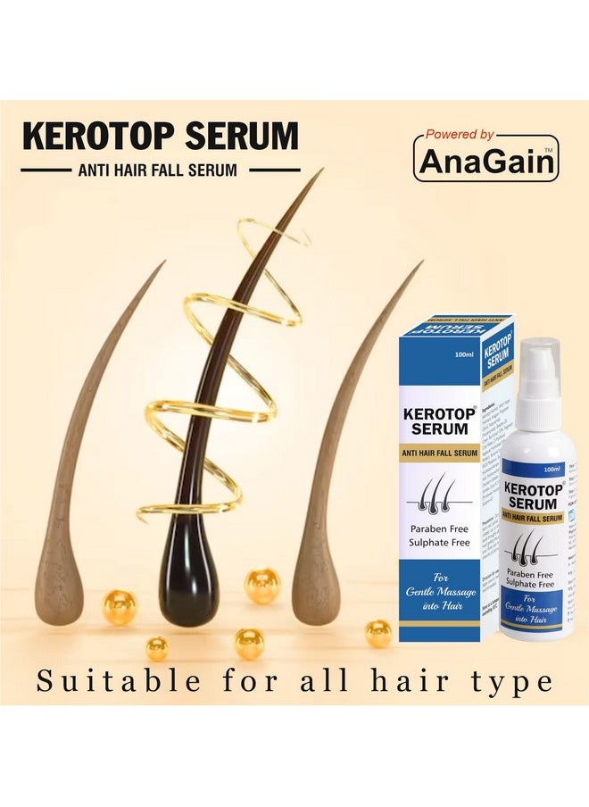 Pil Kerotop Anti Hairfall Hair Serum with Anagain Clinically Proven to Combat Hair Loss for Men and Women, Reactivate Hair Cells, Improves Hair Growth and Hair Density, Paraben & Sulfate Free (100 ML)