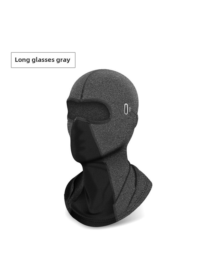 Breathable Ice Silk Motorcycle Balaclava Summer UV ProtectionIce silk long gray [with glasses hole]] Ice silk long gray [with glasses hole]]