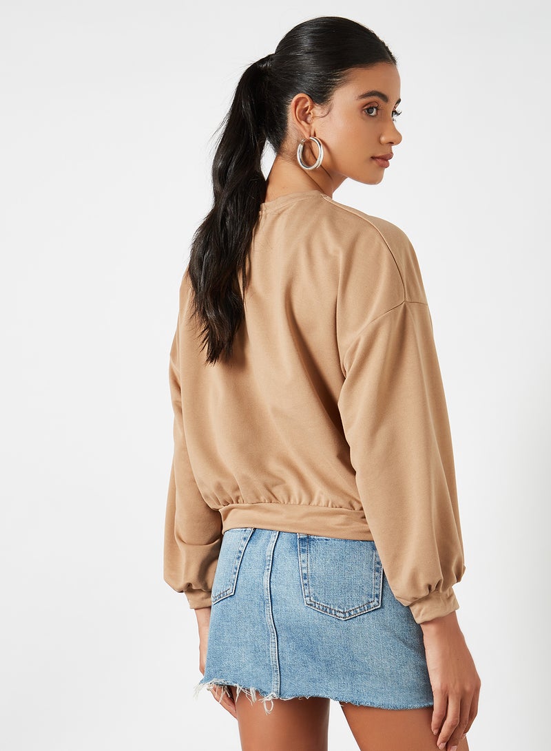 Slogan Sweatshirt Beige