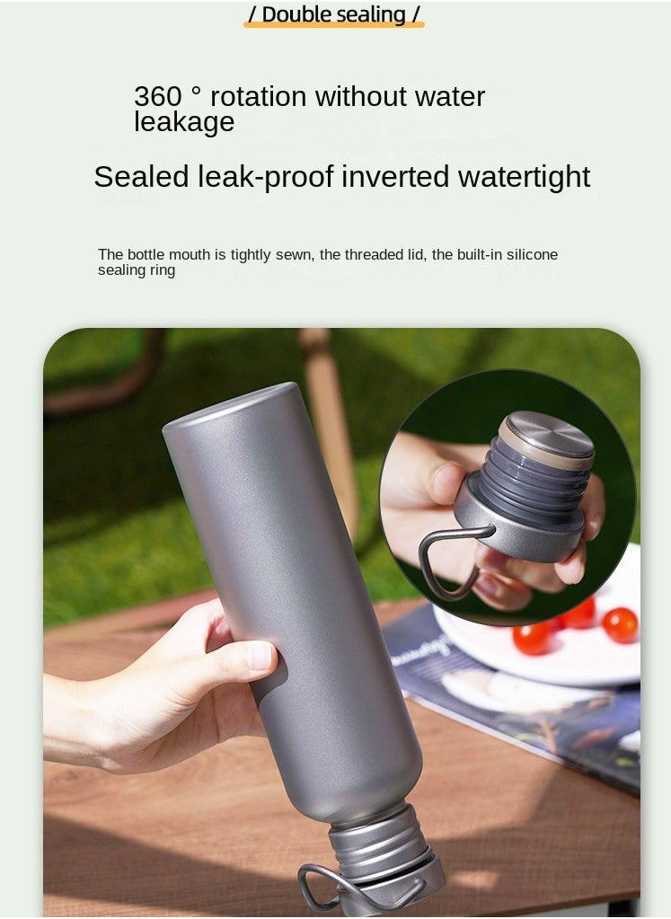 500ML Hangable Sealed and watertight pure titanium water bottle for camping climbing outdoor sports